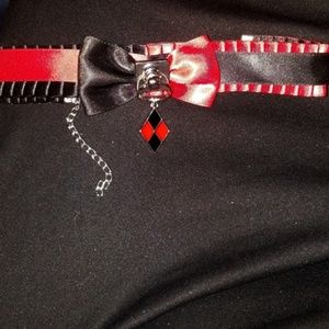 DC COMICS HARLEY QUINN RIBBON BOW CHOKER RED/BLACK